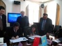 Подписание Меморандума о сотрудничестве Института востоковедения им. Р.Б. Сулейменова КН МОН РК с Институтом России, Восточной Европы и Центральной Азии. г. Пекин, 19 февраля 2013 г.